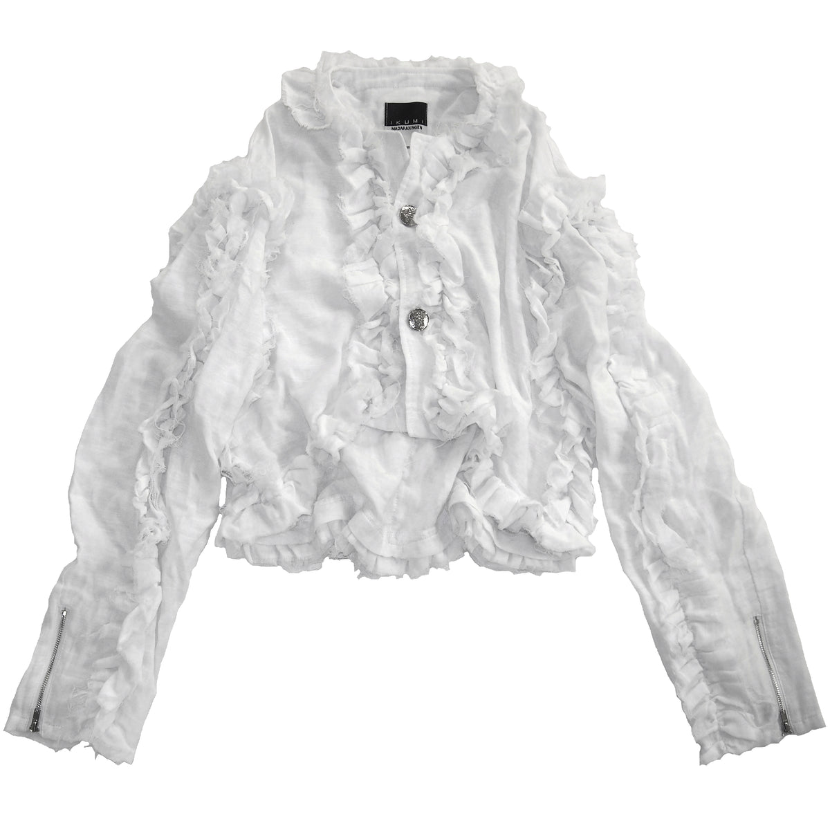 IKUMI×MADARANINGEN GAUZE FRILL JACKET (WHITE) | GALAXY BROAD SHOP
