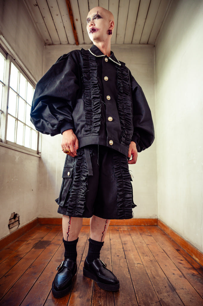 [一般販売] Ruffle pearl military jacket