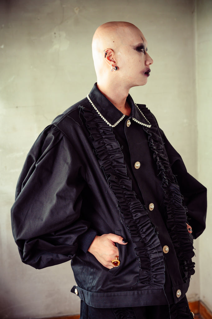 [一般販売] Ruffle pearl military jacket