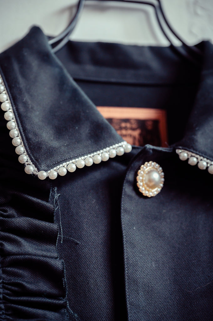 Ruffle pearl military jacket