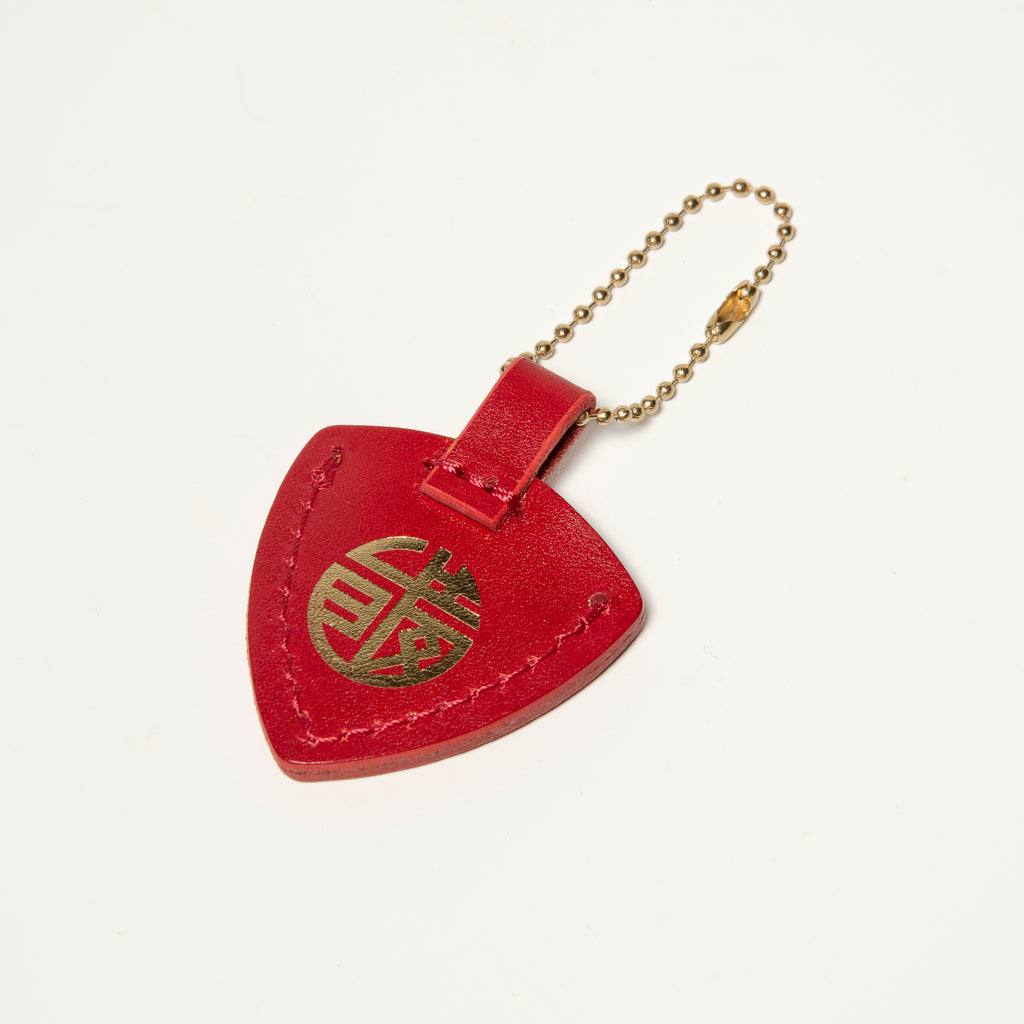 Dieオリジナルピックケース(赤・ショートゴールドチェーン)