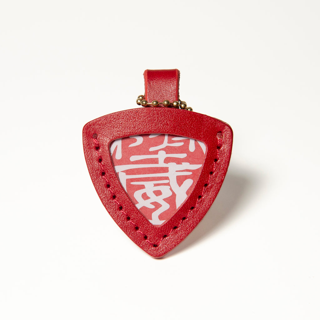 Dieオリジナルピックケース(赤・ショートゴールドチェーン)