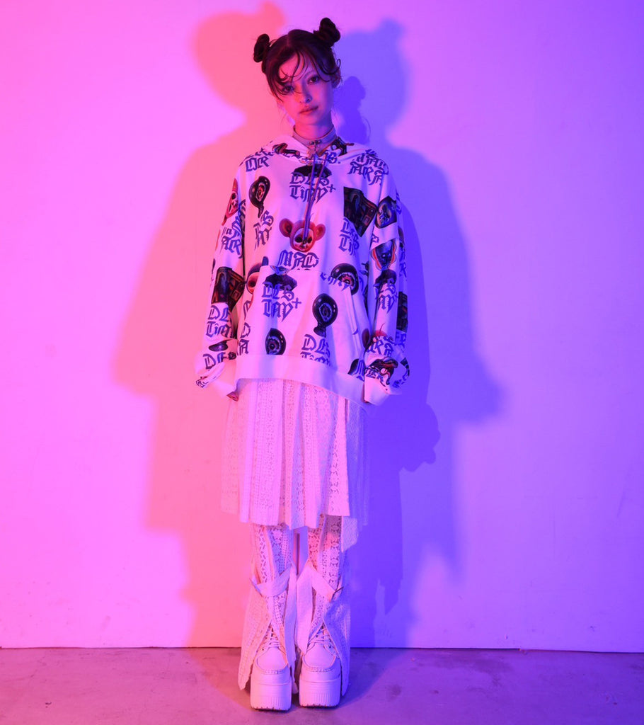 MAD PATTERN HOODIE White