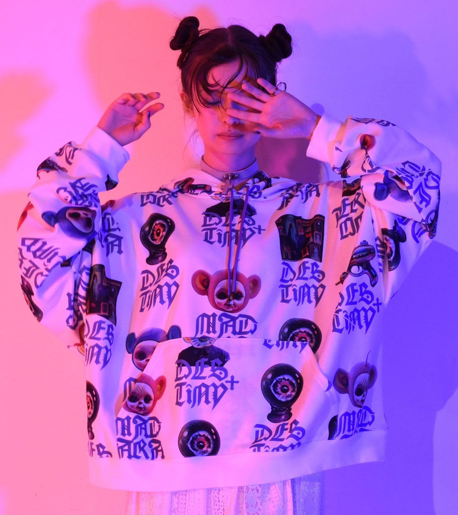 MAD PATTERN HOODIE White