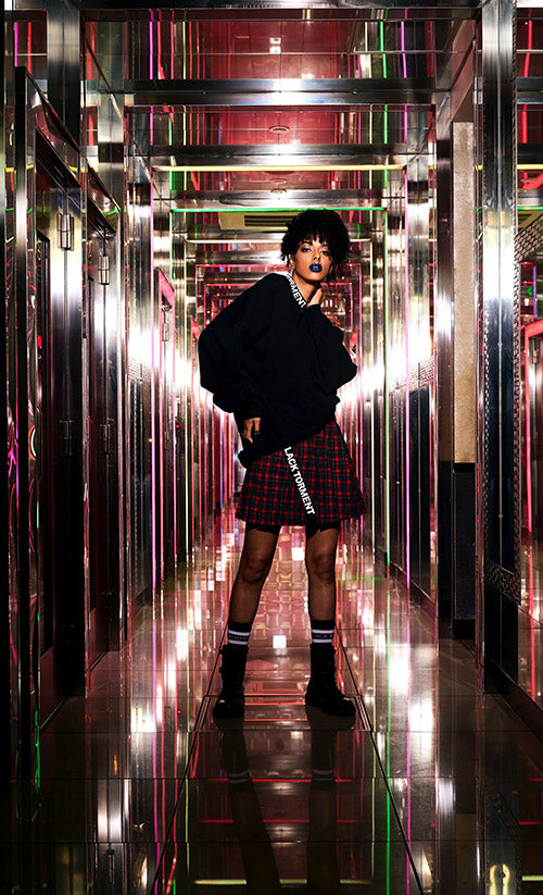 チェック巻きスカート