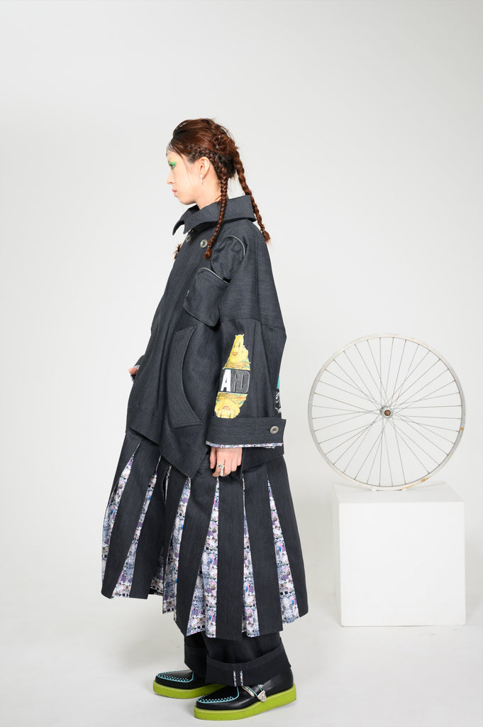 [一般販売] Pleats Rolled Skirt 丸尾末広×MADARANINGEN [Black]