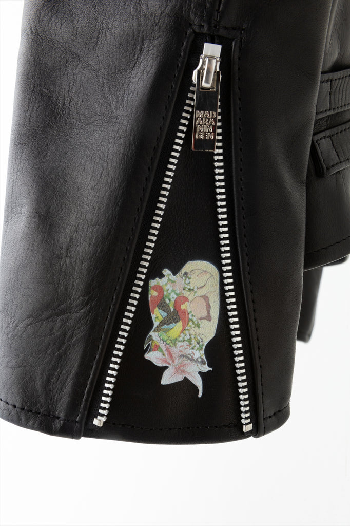 丸尾末広×MADARANINGEN HORSE LEATHER BIKER JACKET (LEATHER COLLAGE PRINT)