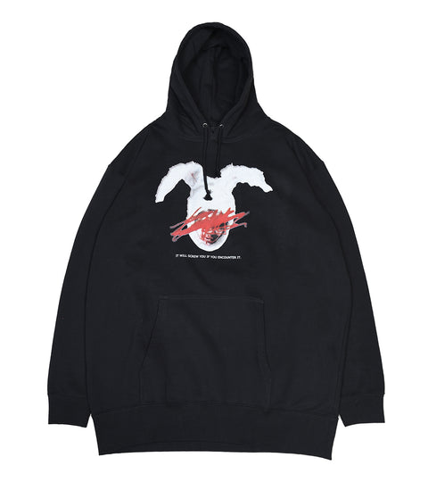 【新品未使用】rabbit Men's Pullover Hoodie 一般販売] Killer rabbit hoodie (BLACK) | GALAXY BROAD SHOP