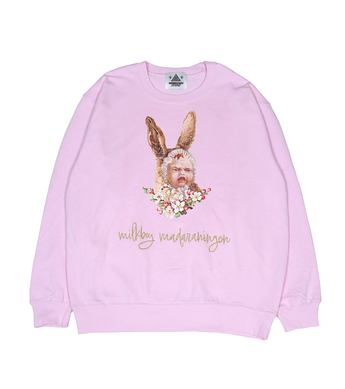 Howling Rabbit Shirt Howl rabbit + logo embr sweat top (BABY PINK) | GALAXY BROAD SHOP