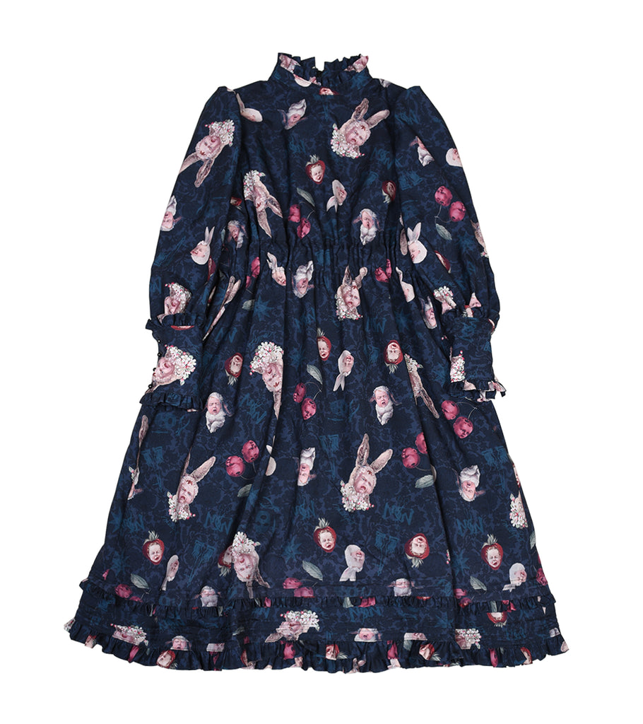 Strange cherry and howl rabbit long dress (BLACK)