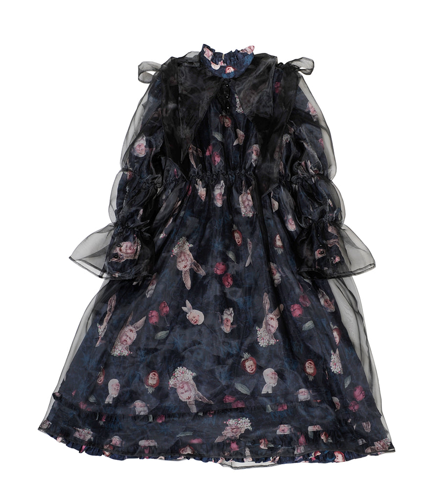 Strange cherry and howl rabbit long dress (BLACK)