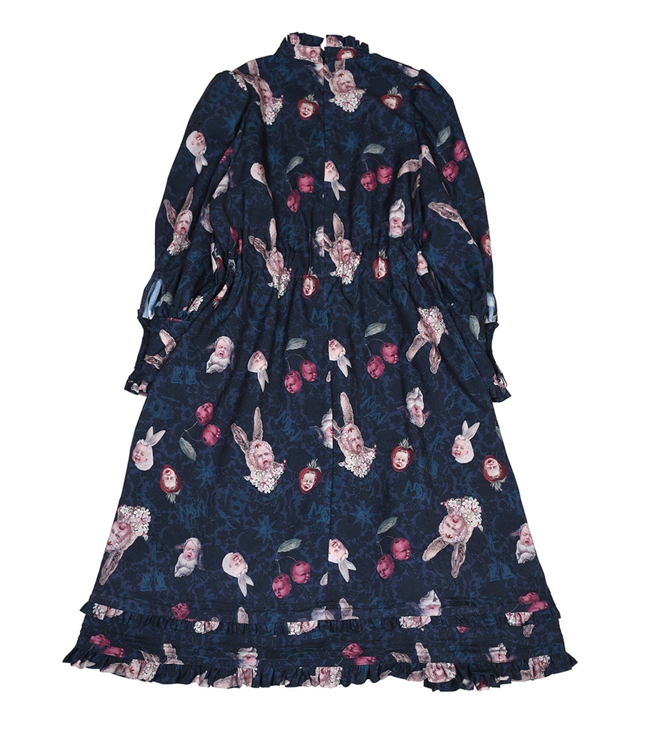 Strange cherry and howl rabbit long dress (BLACK)