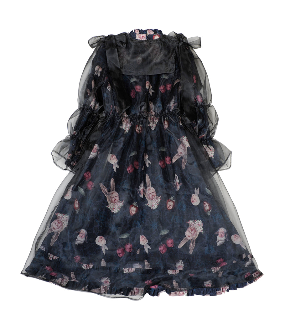 Strange cherry and howl rabbit long dress (BLACK)