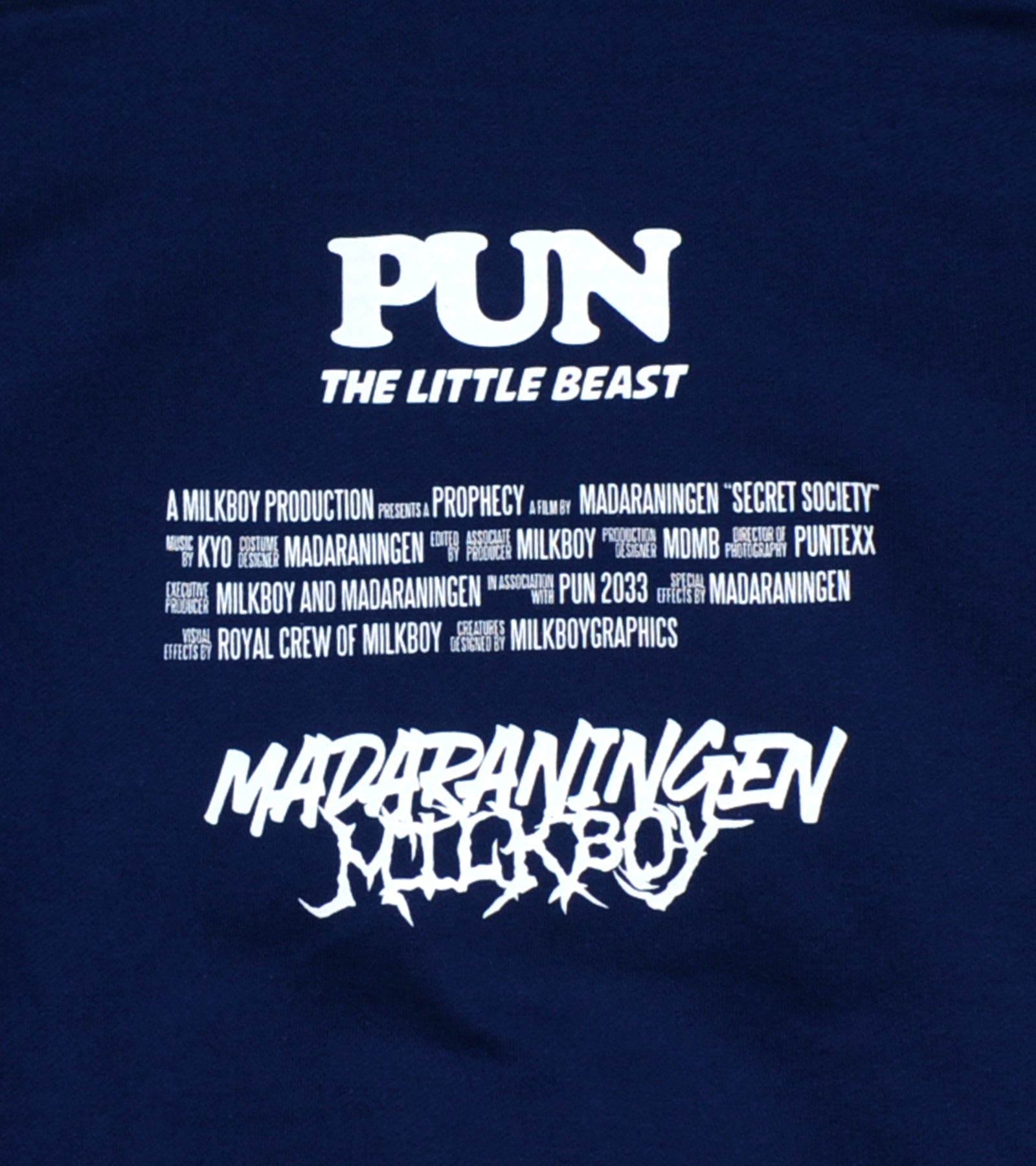 MADARANINGEN × MILKBOY　PUN HOODIE WHITE PUN HOODIE (BLUE) | GALAXY BROAD SHOP