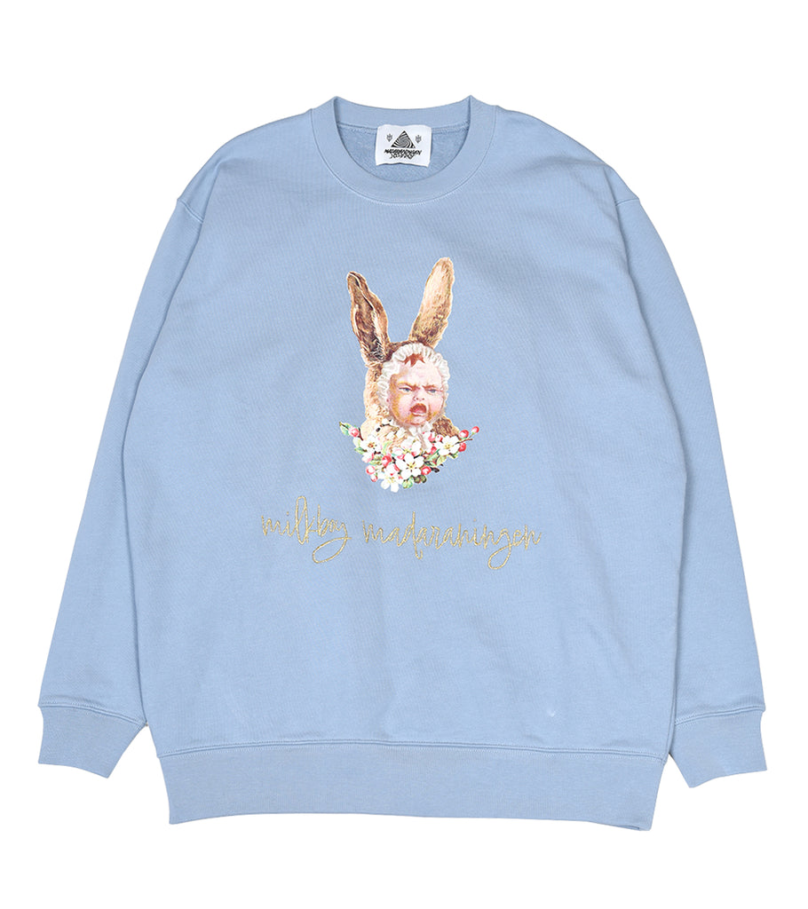 Howl rabbit+logo embr sweat top  (BLUE GRAY)