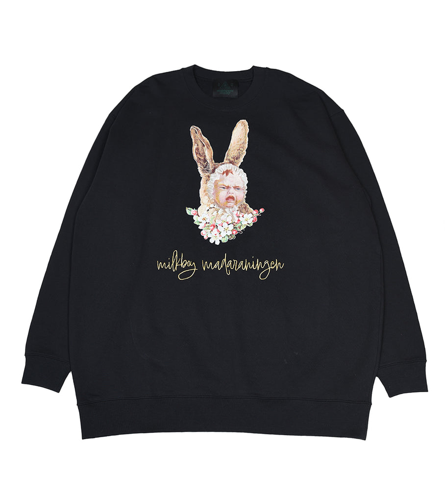 Howl rabbit + logo embr sweat top (BLACK)